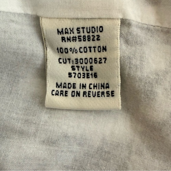 Max Studio Embroidered Cotton Boho Skirt White Navy Tie Waist Medium - Picture 9 of 10